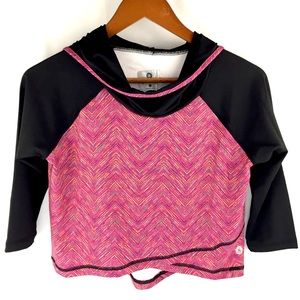 rainbeau cowl neck crop hoodie half sleeves